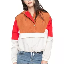 Campera Sybilla Buzo Capucha Combinada Poliamida Importada