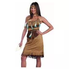 Disfraz Vestido Indígena Aborigen Norteamericana+ Accesorios