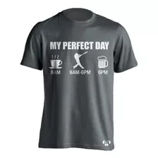 Sarcasmo Playera Baseball Perfect Day Coffee Baseball Beer