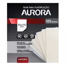 Filme Plastificação Aurora Tamanho Rg 100 Folhas 125 Micras