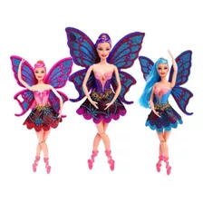 Boneca Bailarina Com Asas Borboleta Articulada Ballet 