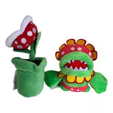 Planta Canívora E Piranha Pelúcia Turma Mario Bross Kit 2 