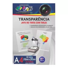 Papel Transparencia A4 C/ Tarja 10fl Impressão Jato De Tinta