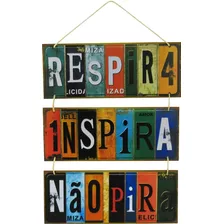 Placa Decorativa Parede Respira Inspira Suspensa Sisal Mdf 