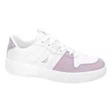 Tenis Choclo Nautica Eola Blanco Con Lila Para Mujer