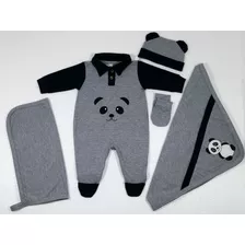 Kit Saída De Maternidade Orelhinha Urso Panda - 5 Peças