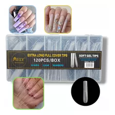 Pack X120 Tips Cuadradas Xxl P/ Soft Gel Transparentes Mely 