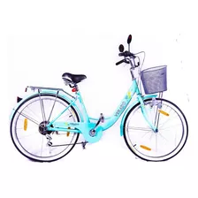 Bicicleta Paseo Verado Young Con Cambios R26 7v Color Verde Con Pie De Apoyo