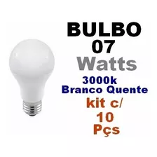 Kit C/ 10 Peças Bulbo 7w E27 Mod A60 - 3000k Branca Quente