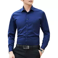 Camisa Algodón Hombre Manga Larga Slimcuello Vuelto Suave