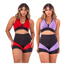 2 Roupa De Academia Feminina Conjunto Treino Plus Size