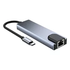 Cabo Adaptador 5 Em 1 Hub Usb Rede Hdmi Tipe C Ethernet Pc