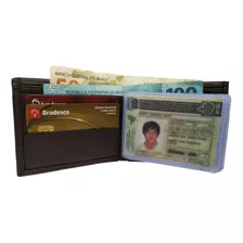 Carteira Masculina Pequena Couro Para + Cnh + Cartão + Notas