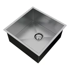 Cuba Inox Quadrada Sobrepor Embutir Com Válvula 40x40 Cor Inox Escovado Scotch Brite