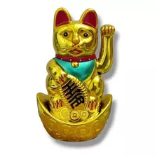 Gato Chino Suerte Dinero Decorativa Móvil Maneki Prosperidad Color Dorado