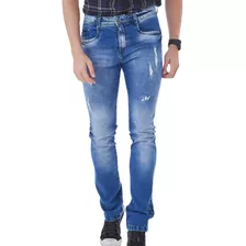 Calça Jeans Masculina Skinny Destroyed Com Lycra Premium