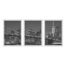 Kit 3 Quadros Decorativos Ponte Brooklyn