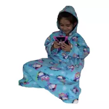 Cobertor Com Mangas Infantil Com Capuz Fechado Nas Costas