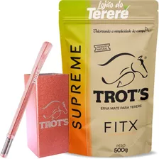 Kit Trots Erva Tereré 500g + Copo E Bomba Quadrada Mola Rose