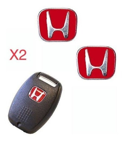 2 Emblemas Honda Rojo Pilot 2004 2012 Control Alarma  Foto 2