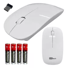 Mouse Sem Fio Wireless Usb Óptico Com Pilha Branco