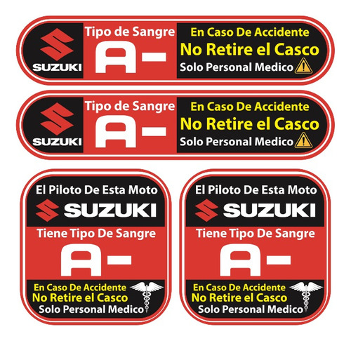 Stickers Reflejantes Tipo Sanguineo Para Motos Suzuki Foto 2