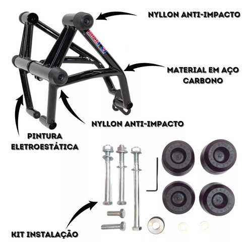 Protetor Street Cage Xre 300 Stunt Race Xre300 Preto Brilho