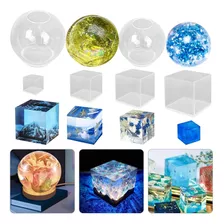 6 Pcs Sphere Cube Moldes De Resina, Finegood Clear Resin Mol