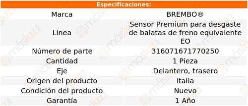 1.sensor Para Balatas Delantera O Trasera C320 01/05 Brembo Foto 2