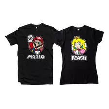 Playera Retro Gamer Mario Parejas Novios Dúo 2 Piezas N01