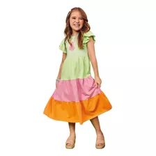 Vestido Infantil Kukiê Alecrim Verão Midi Colors