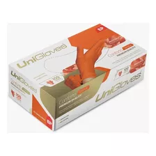 Luvas Descartáveis Antiderrapantes Unigloves Conforto Cor Laranja Tamanho G De Látex X 100 Unidades 