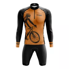 Conjunto De Ciclismo Ciclistas Bermuda Camisa Laranja