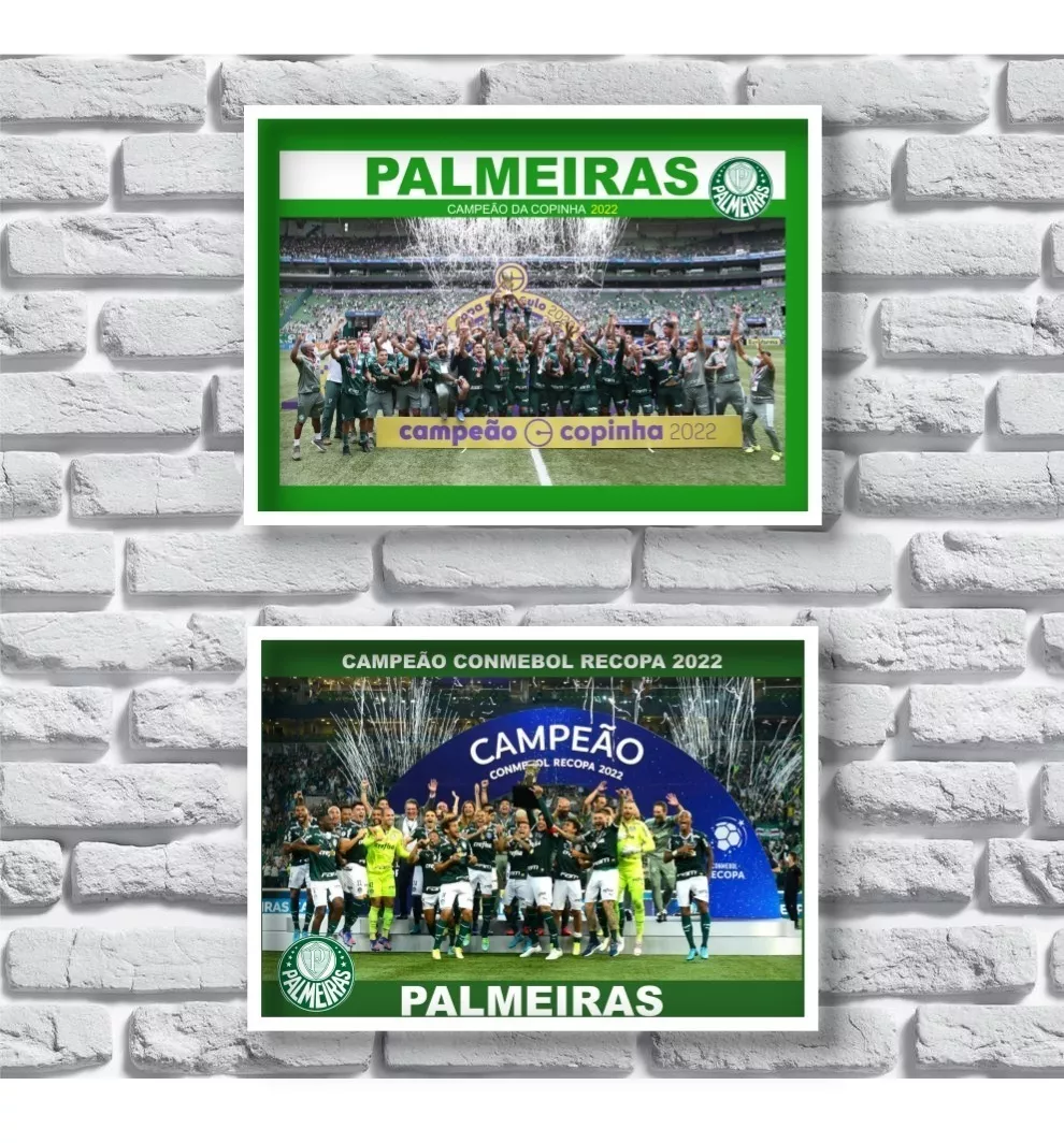 Kit Pôster Quadro Palmeiras Campeão Copinha E Recopa 2022
