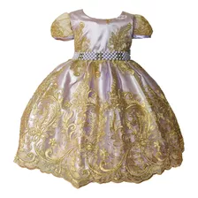 Vestido De Festa Infantil Realeza Lilás Aniversario Luxo