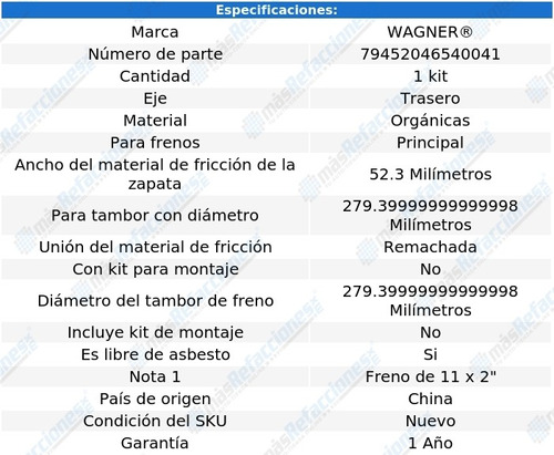 Jgo De Zapatas Organicas Tra Wagner P35/p3500 Van 71 Al 72 Foto 2