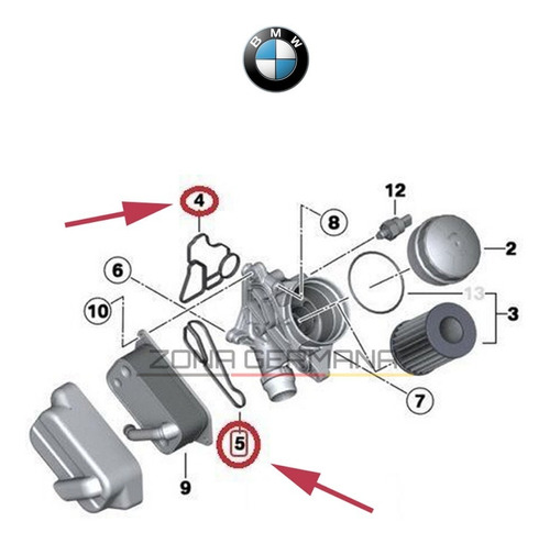 Empaques Base Filtro Aceite Y Enfriador Bmw 525i 530i 5 E60 Foto 5