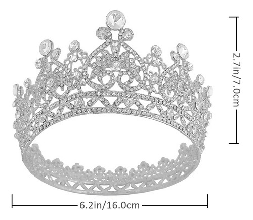 Diadema Barroca Con Corona Redonda De Alta Gama Con Diamante Foto 3