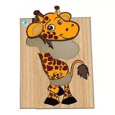 Super Quebra Cabeças Girafa Madeira Educativo Simque