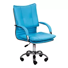 Cadeira Escritório Desenho Italiano Azul Tiffany Acolchoada
