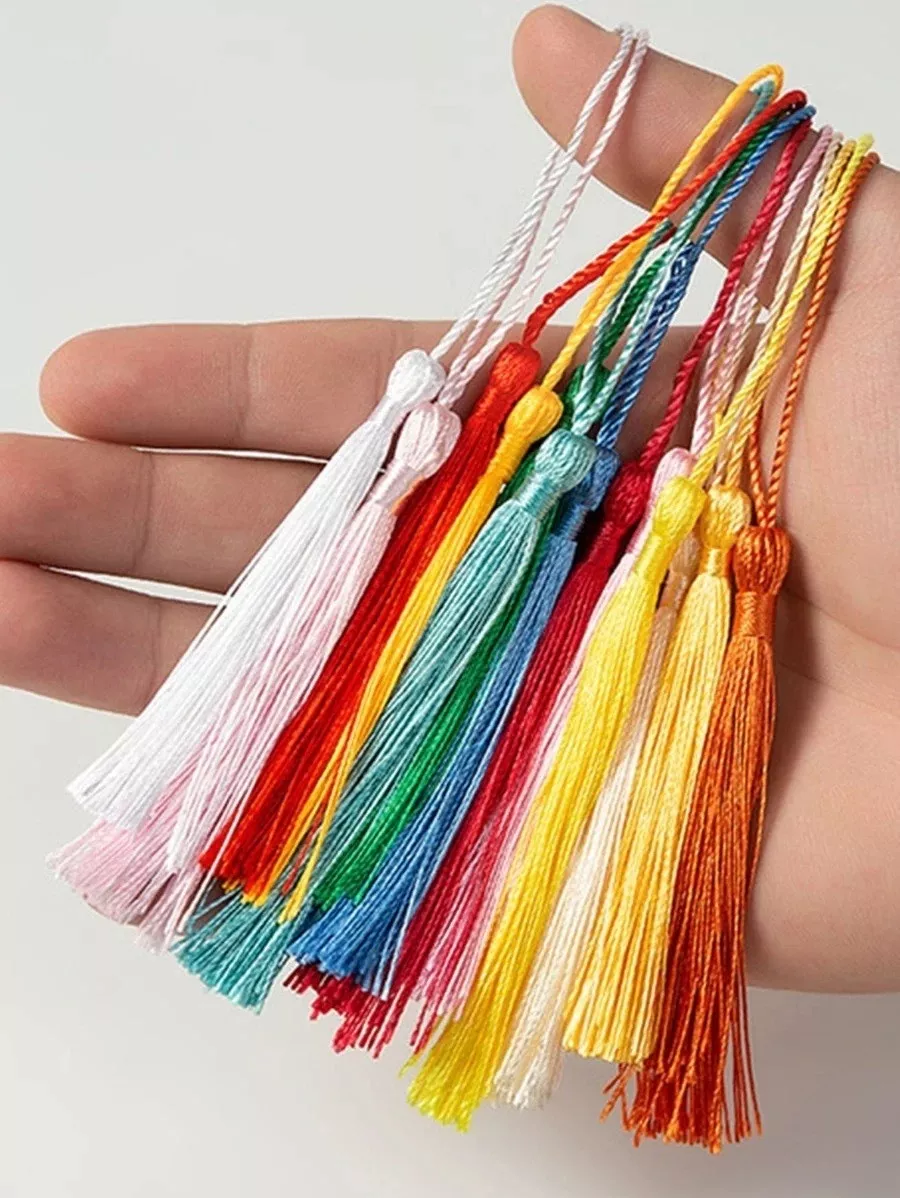 50 Peças De Tassel Coloridos Resinas Marca Páginas Chaveiros