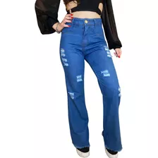 Calça Jeans Wide Leg Feminina Cintura Alta