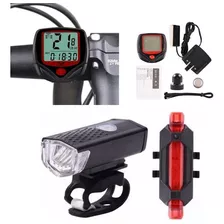 Kit Acessórios De Iluminação Para Bike + Velocímetro Com Fio Cor Preto