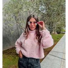 Casaco Teddy Cropped Rosa Luxo