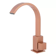 Torneira Bica Móvel Alta Quadrit Slim Bancada Cascata Rosê