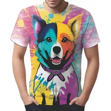 Camiseta Camisa Tshirt Estampa Cachorro Pop Art Colorido