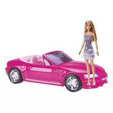 Carro Rosa Conversível P/ Barbie + Barbie Original Mattel