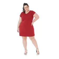 Vestido Feminino Plus Size Curto Evasê Com Manga Revend 1146