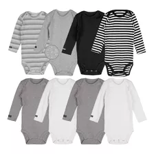 Body Bebe Manga Longa Kit 8 Pçs Algodão Premium Tipo Carters