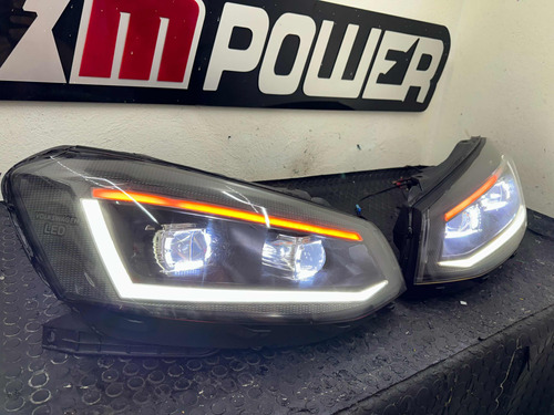 Faros Full Led Vw Gol Saveiro 2013 A 2018 Lupa Tira Diurna Foto 4